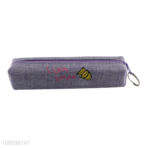 Bottom price cute large capacity polyester cloth pencil case