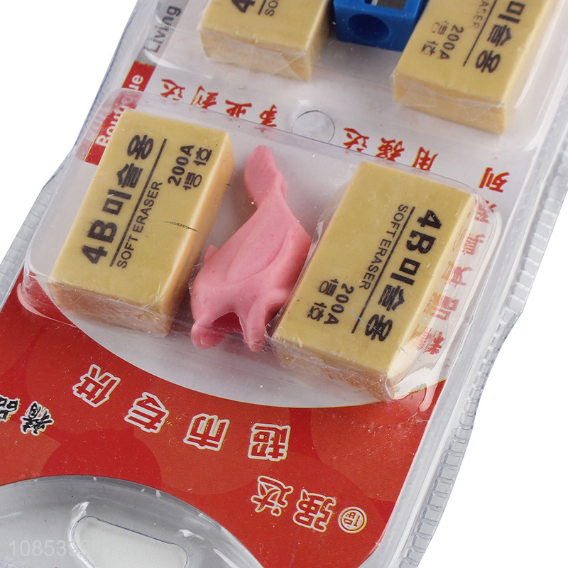 Cheap price 4pieces office binding supplies eraser set