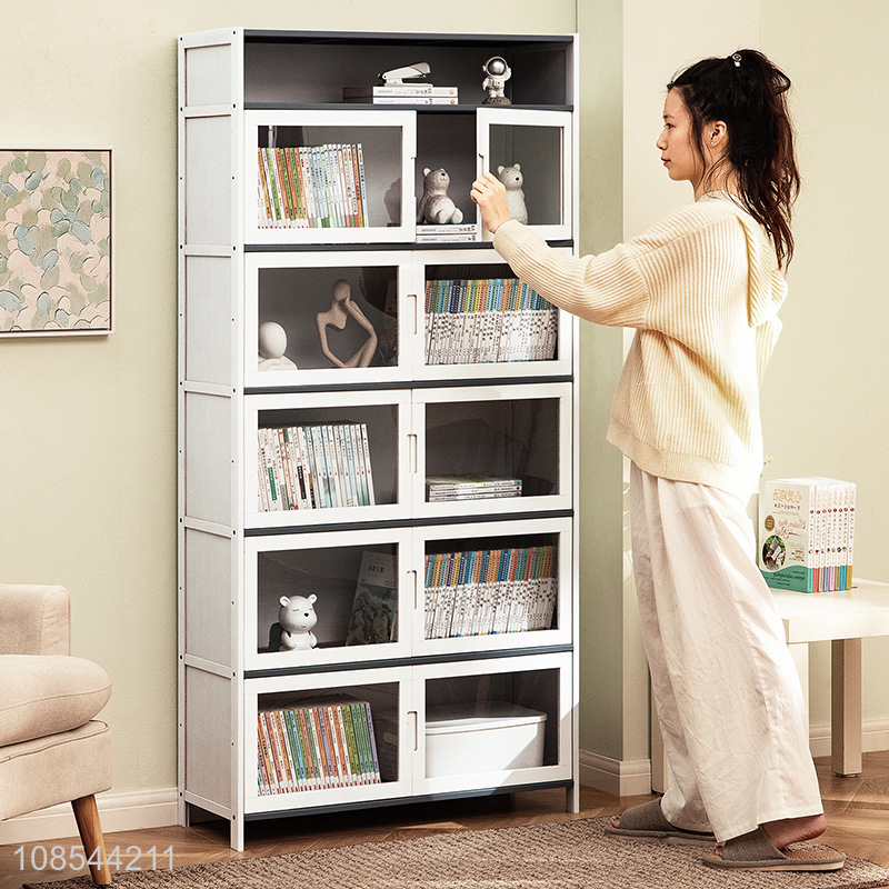High quality white home furniture floor bookshelf