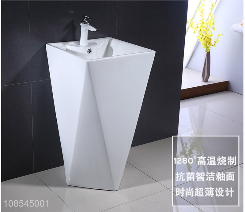 Factory supply hotel villa ceramic pedestal sink porcelain bathroom sink