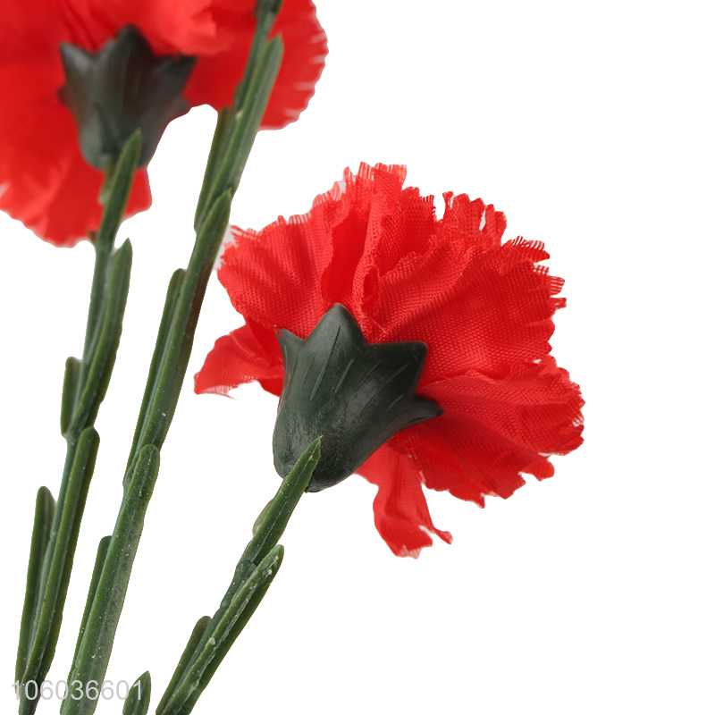 Cheap Plastic3 Heades Artificial Carnation Flower for Mother's Day Gift