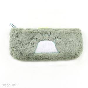 Wholesale cute faux fur plush pencil pouch for teens girls