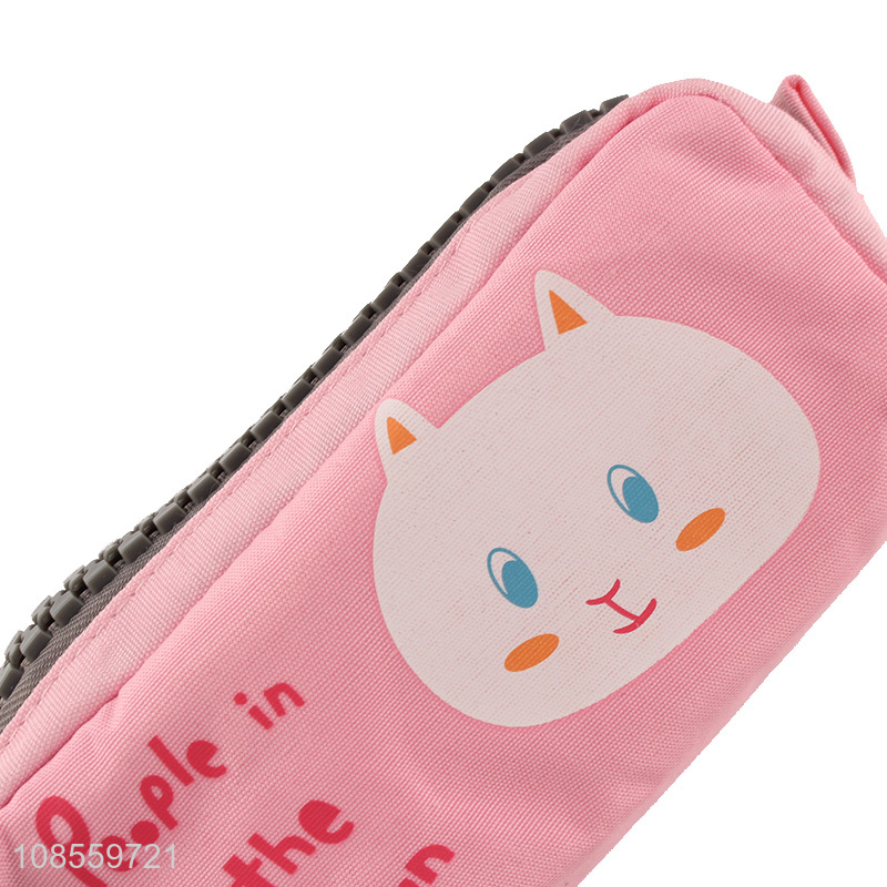 High quality cute canvas pencil bag zippered pencil pouch