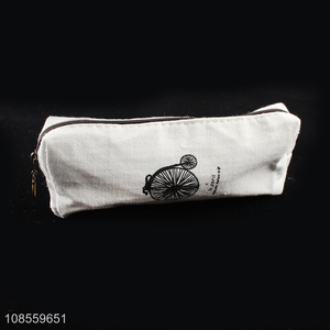 Wholesale canvas pencil pouch travel cosmetic toiletry bag