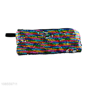 Hot selling sequined pencil bag pencil pouch for school office