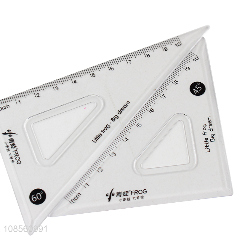 Custom logo 4-piece set plastic ruler set includes protractor