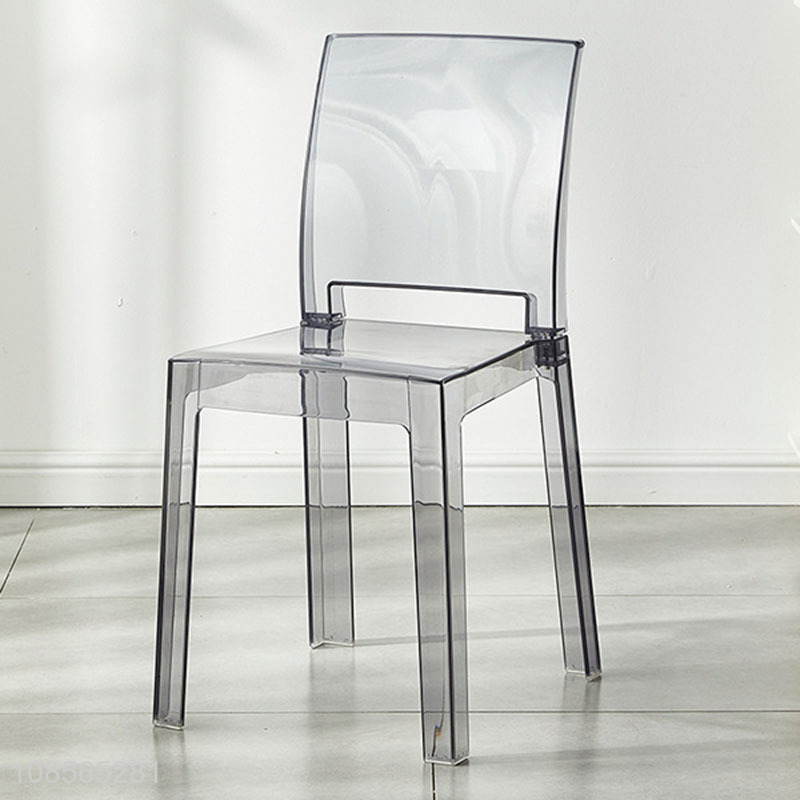 Good quality transparent plastic armless dining chair backrest chair