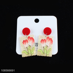 Hot product women girls geometric floral acrylic earrings