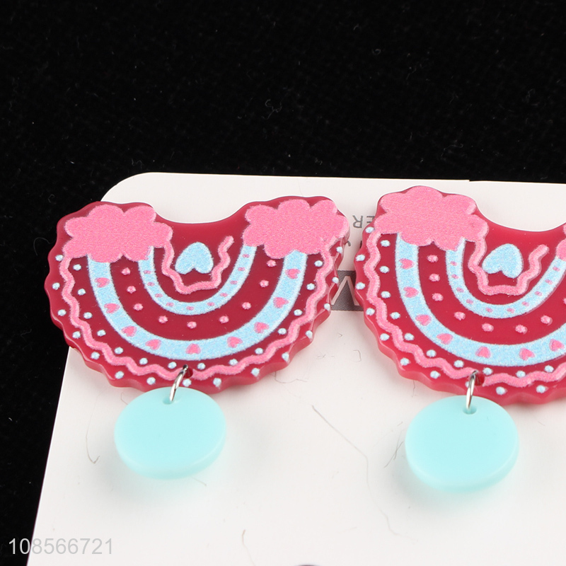 New products cute acrylic earrings women rainbow earrings