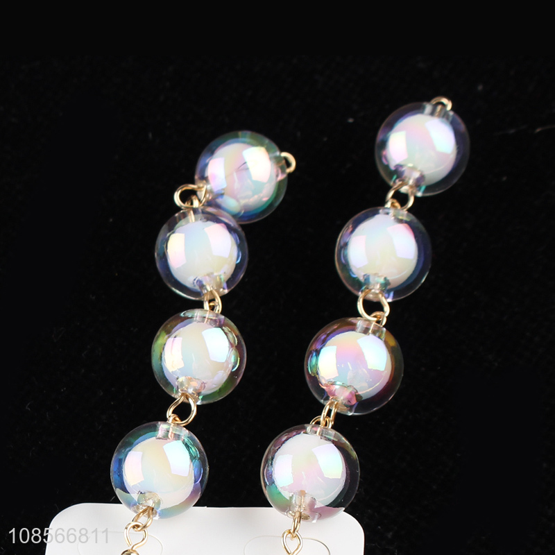 Hot selling shiny bead drop earrings acrylic earrings stud