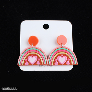 Factory supply rainbow acrylic earrings for women girls
