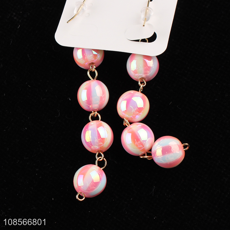 Wholesale glossy bead drop earring acrylic earrings for women girls
