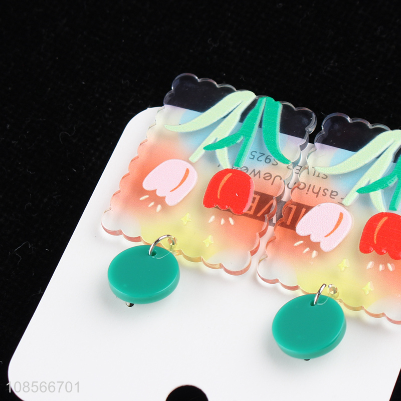 Wholesale clear acrylic earrings floral dangling earrings