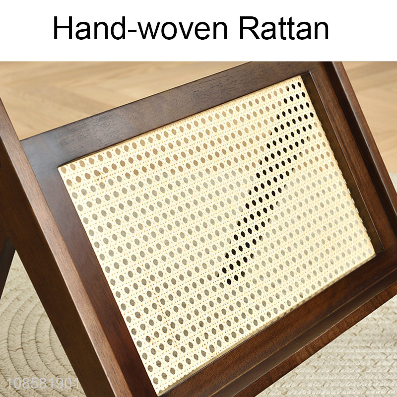 New product hand-woven rattan solid wood glass top end table