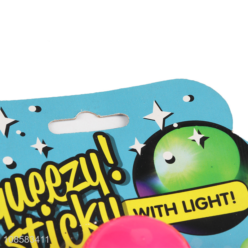 Wholesale 3pcs squeezy sticky flashing ball stress relief toys