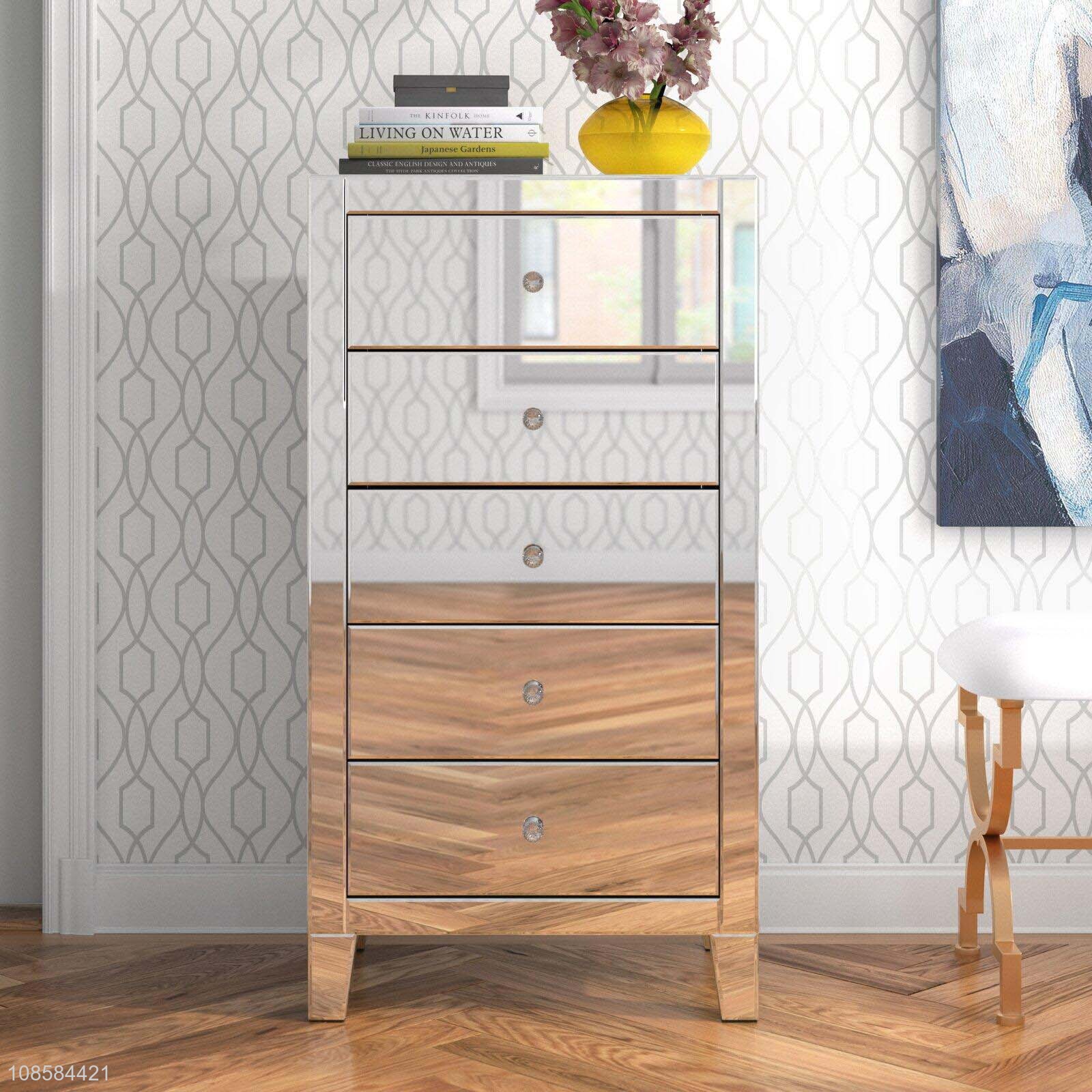 Top quality luxury mirror drawer nightstand for bedroom