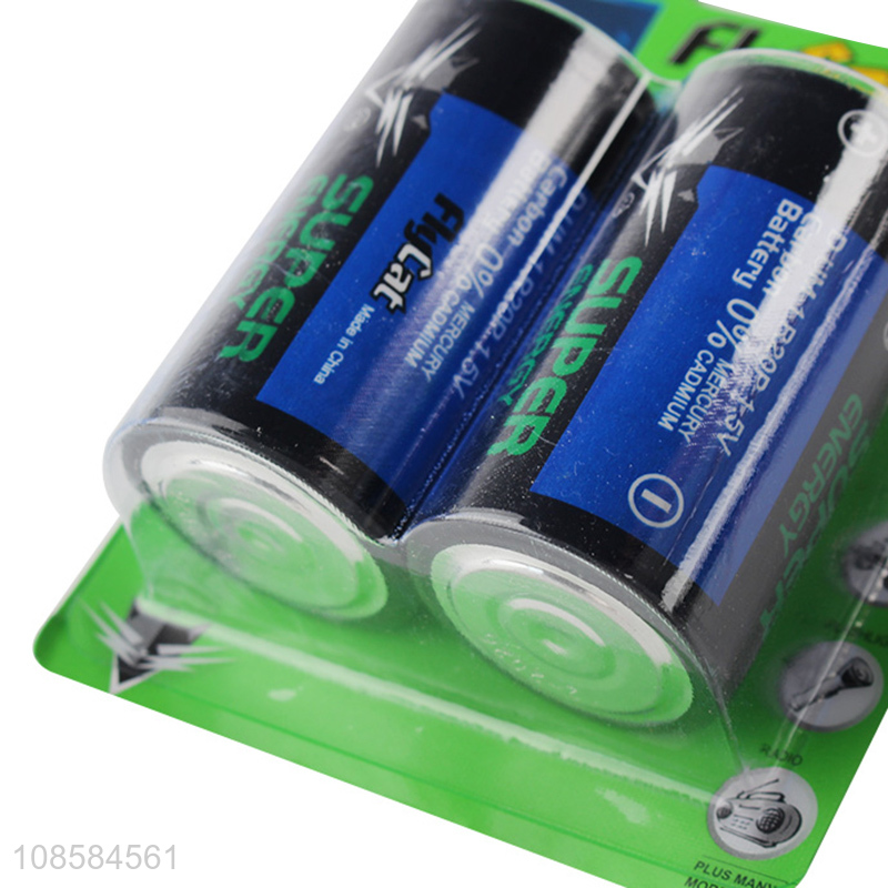 China imports 2 pieces 1.5V type D carbon-zinc batteries