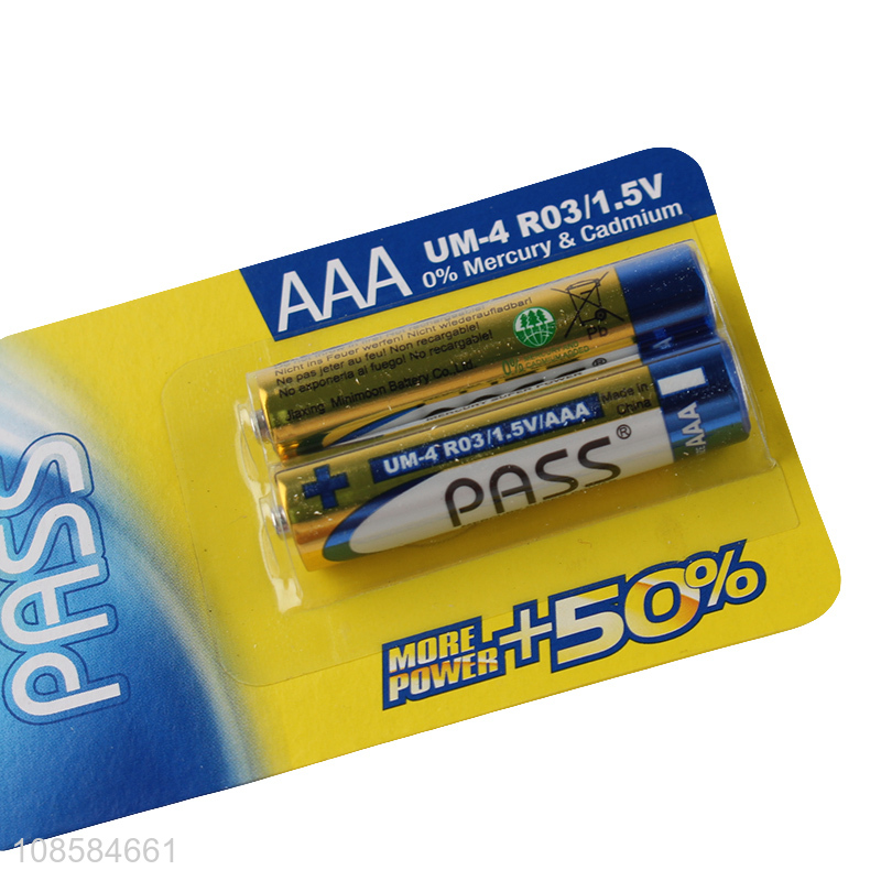 Popular products 2 pieces 1.5V AAA carbon-zinc batteries