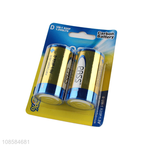 Factory wholesale 2 pieces type D carbon-zinc batteries