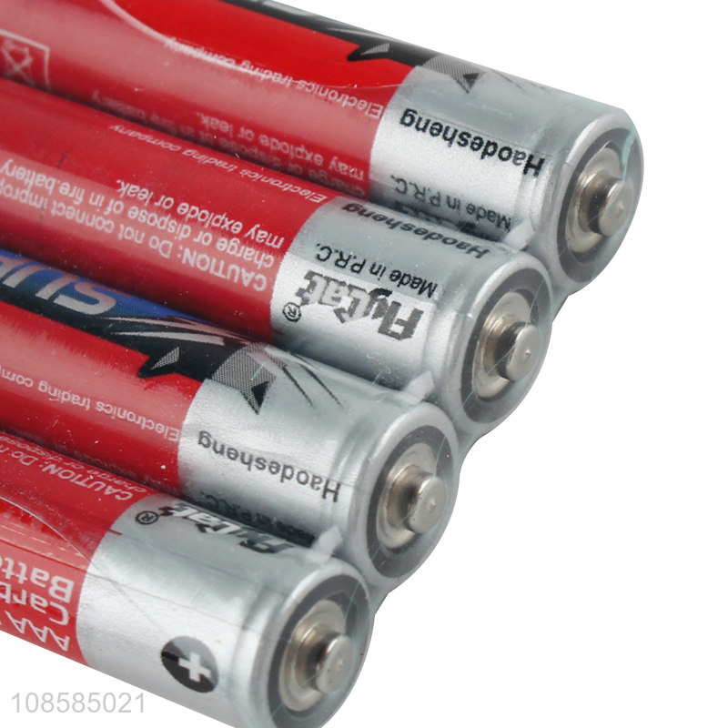 Good quality 4 pieces 1.5V AAA carbon-zinc batteries