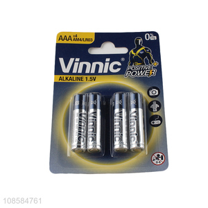 Best selling 4 pieces 1.5V AAA alkaline zinc-manganese batteries