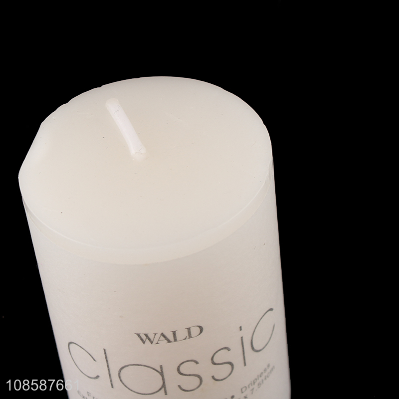 Wholesale fragrance free extra long burn time paraffin wax pillar candle