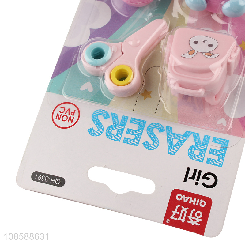 Hot selling cartoon stationery eraser set for students