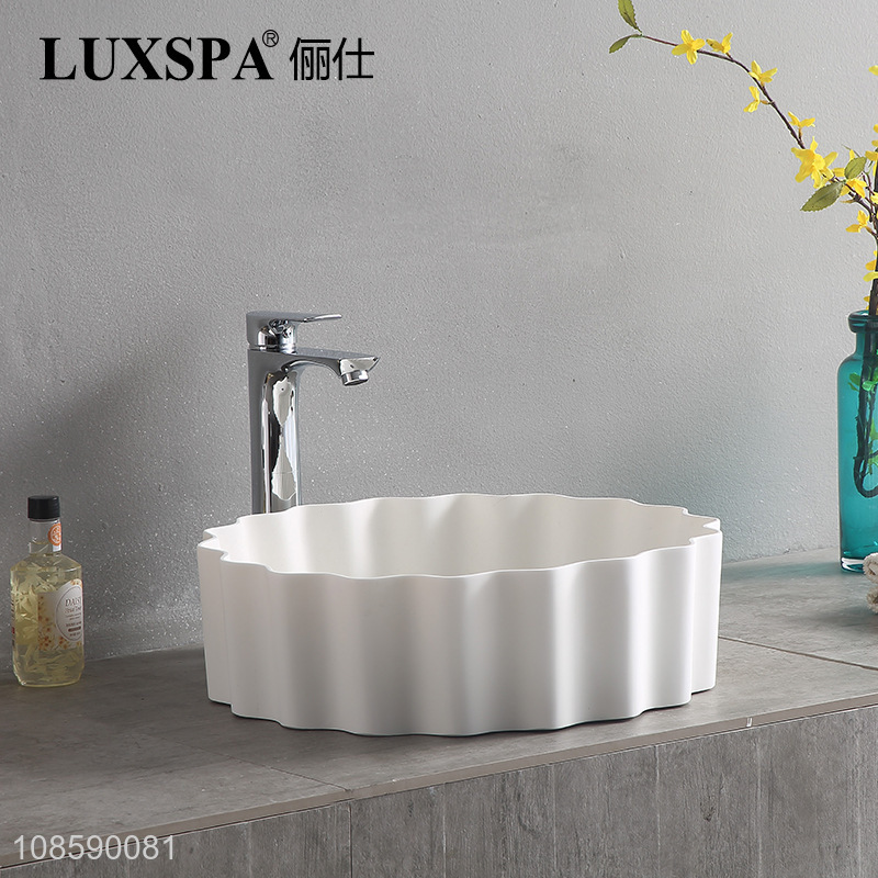 New design artificial stone vessel sink above counter sink