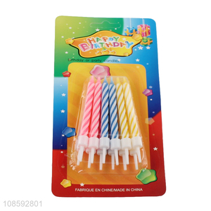 Wholesale 12pcs birthday candles spiral birthday candle with base