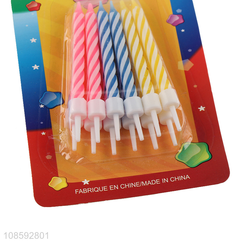 Wholesale 12pcs birthday candles spiral birthday candle with base