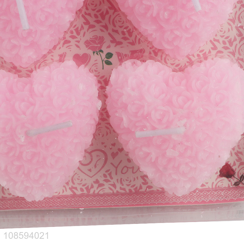 Good quality 4 pieces Valentine's Day candles heart shaped wax candle