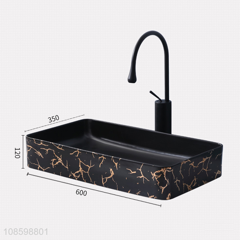 Wholesale luxury marble ceramic bathroom sink with roating faucet