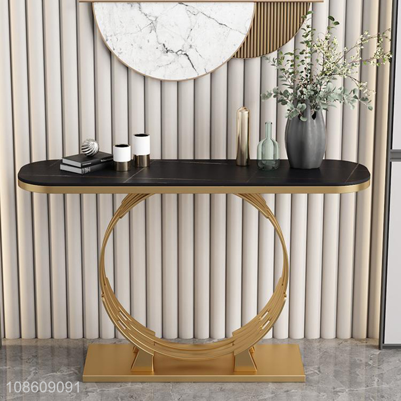 Good price durable narrow long metal frame marble console table