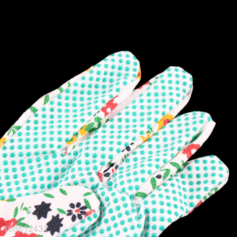 Wholesale floral print cotton gauze safety gloves for gardening landscaping