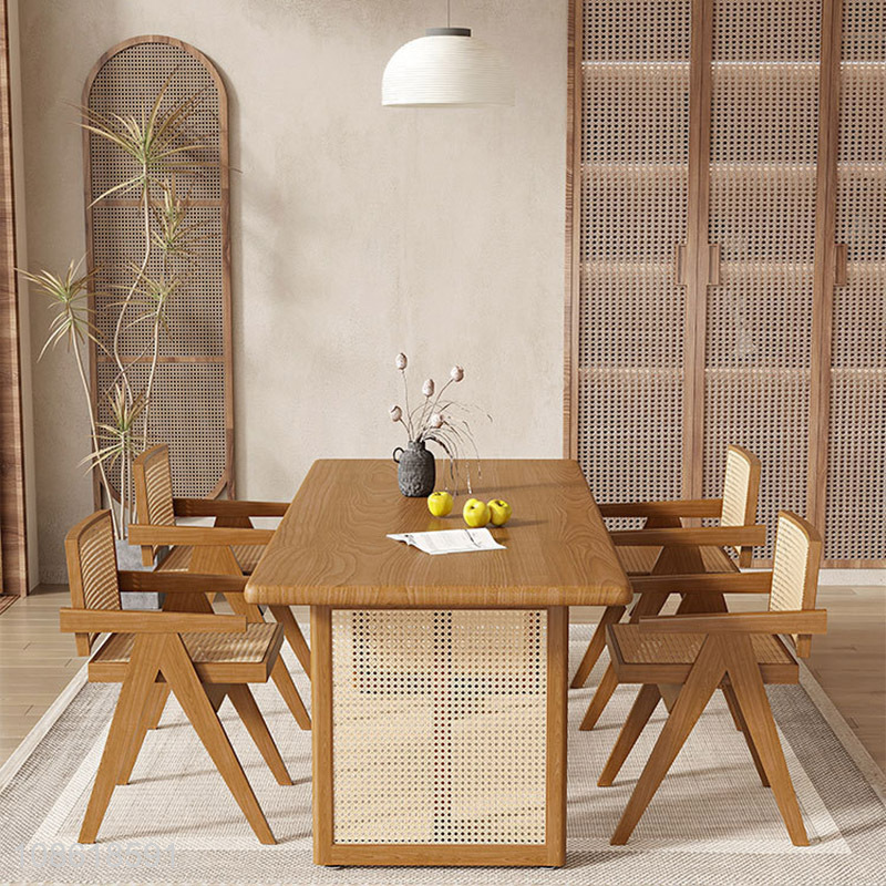 Best quality rattan wooden dining table solid wood kitchen table