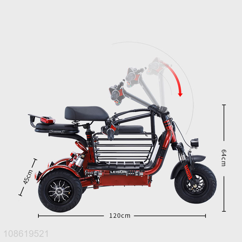 Custom lithium battery three-gear speed folding electric scooter tricycle for 2 person