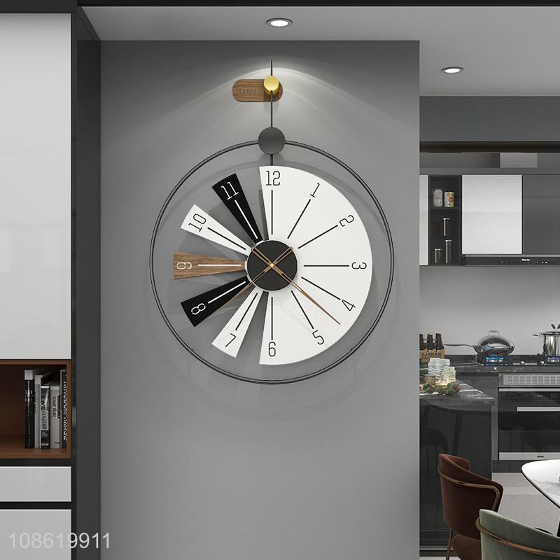 High quality modern luxury big metal art wall clock for bar cafe