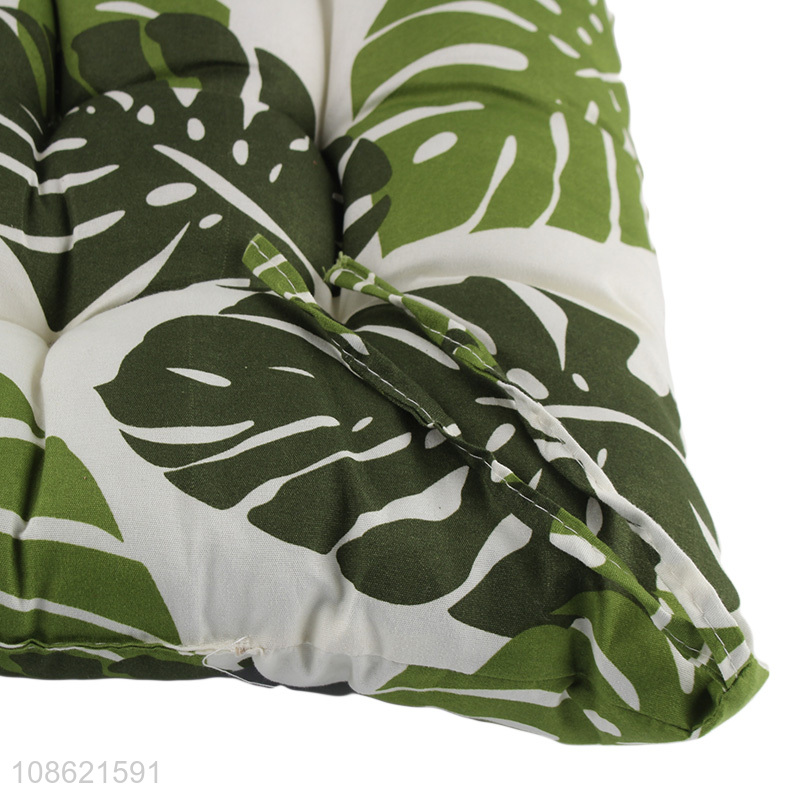 Wholesale green leaves printed anti-slip chair cushion seat pad