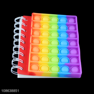 Hot selling pop push bubble silicone notebook for stationery