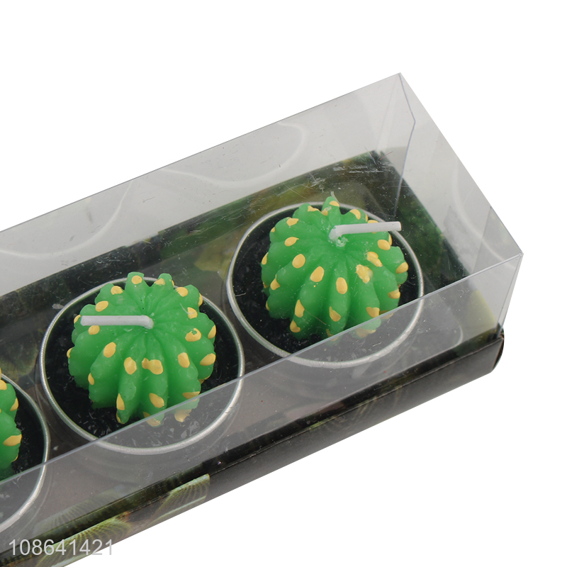Good quality cactus shape 3pcs decorative candle for sale