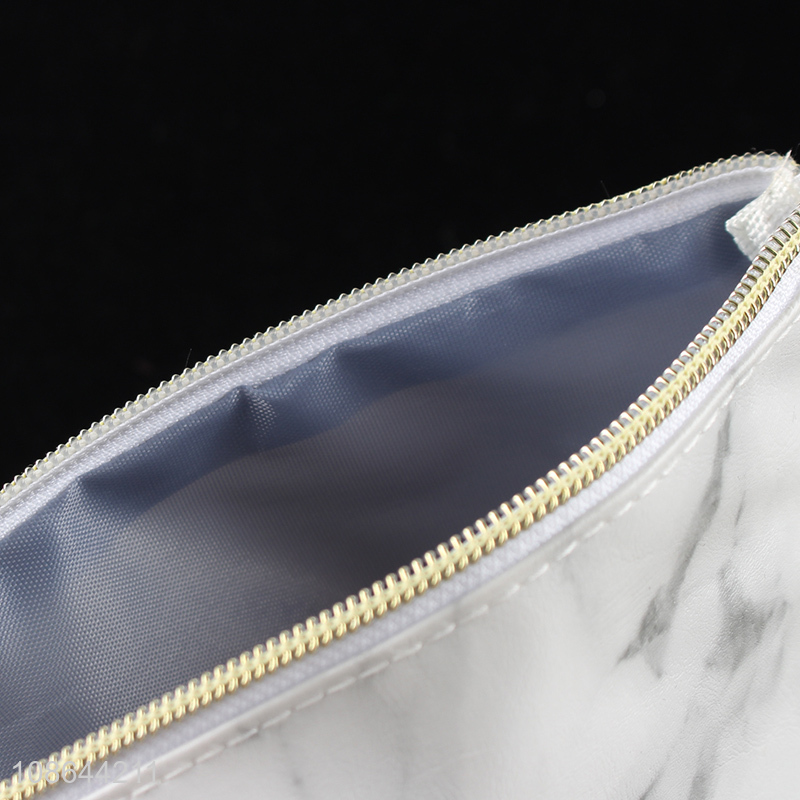 Hot selling stylish waterproof marble pattern pu leather cosmetic bag