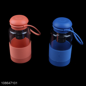 High quality 380ml anti-scald glass water bottle for student & kids