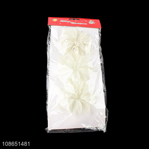 Yiwu market 3pcs white christmas artificial flower for decoration