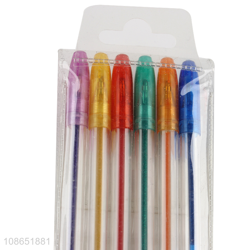 Factory price 6pcs students stationery painting glitter pen set