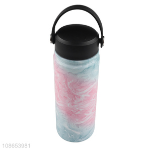 Custom stainless steel vacuum flask insulated water bottle with handle