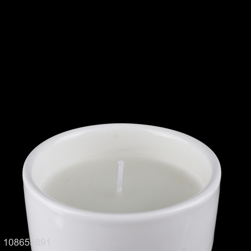 Factory wholesale jar candle paraffin wax filled ceramic vessel candle