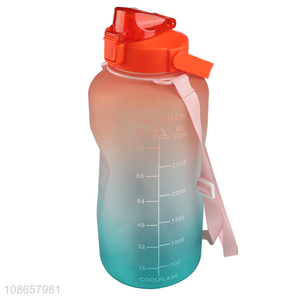 Hot selling motivative tritan sports bottle with time marker & buckle strap