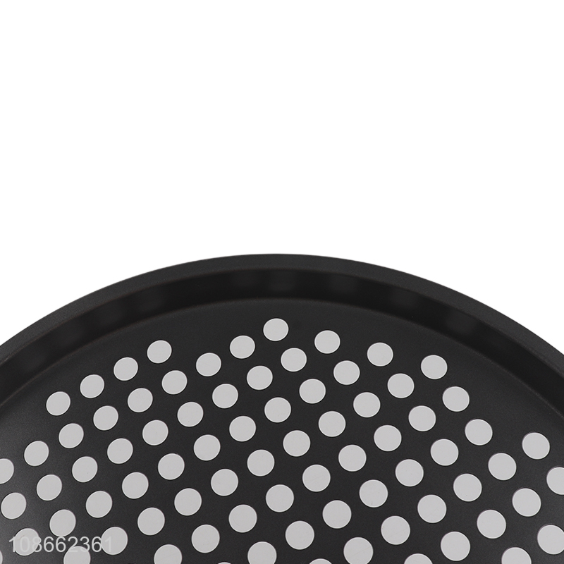 Popular product round hollowed-out non-stick carbon steel pizza pan