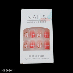 Online wholesale 24pcs decorative fake nail artificial nail set