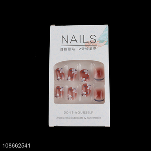 Good quality 24pcs natural women fake nail decoration for nail art
